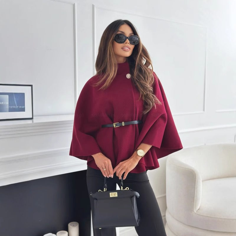 Elaris | Women’s Belted Cape Coat with High Neck